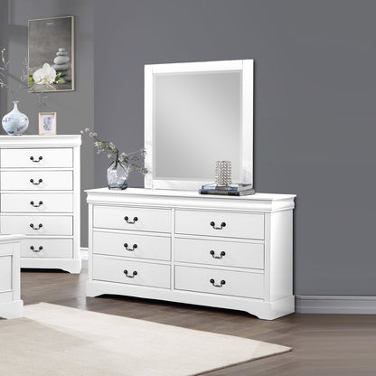 Spencer 6 Drawer with Mirror - White