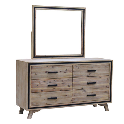 Seashore 6 Drawer with Mirror - Silver Brush