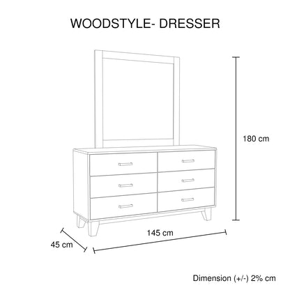 Woodstyle 6 Drawer with Mirror - Vintage Light Brown