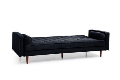 3-Seater Button Tufted Lounge Set in Velvet - Black