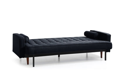 3-Seater Button Tufted Lounge Set in Velvet - Black