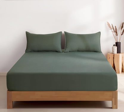 Vintage Washed Microfibre Fitted Sheet Set – Khaki Green