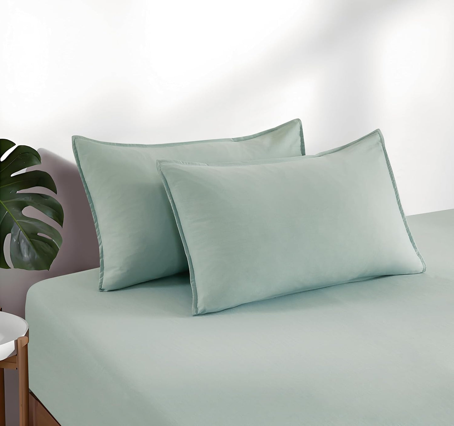 Vintage Washed Microfibre Fitted Sheet Set – Sage