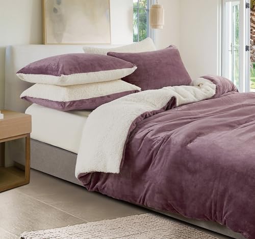 Mauve Teddy Sherpa Quilt Cover Set - 2PC