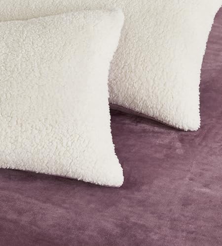 Mauve Teddy Sherpa Quilt Cover Set - 2PC