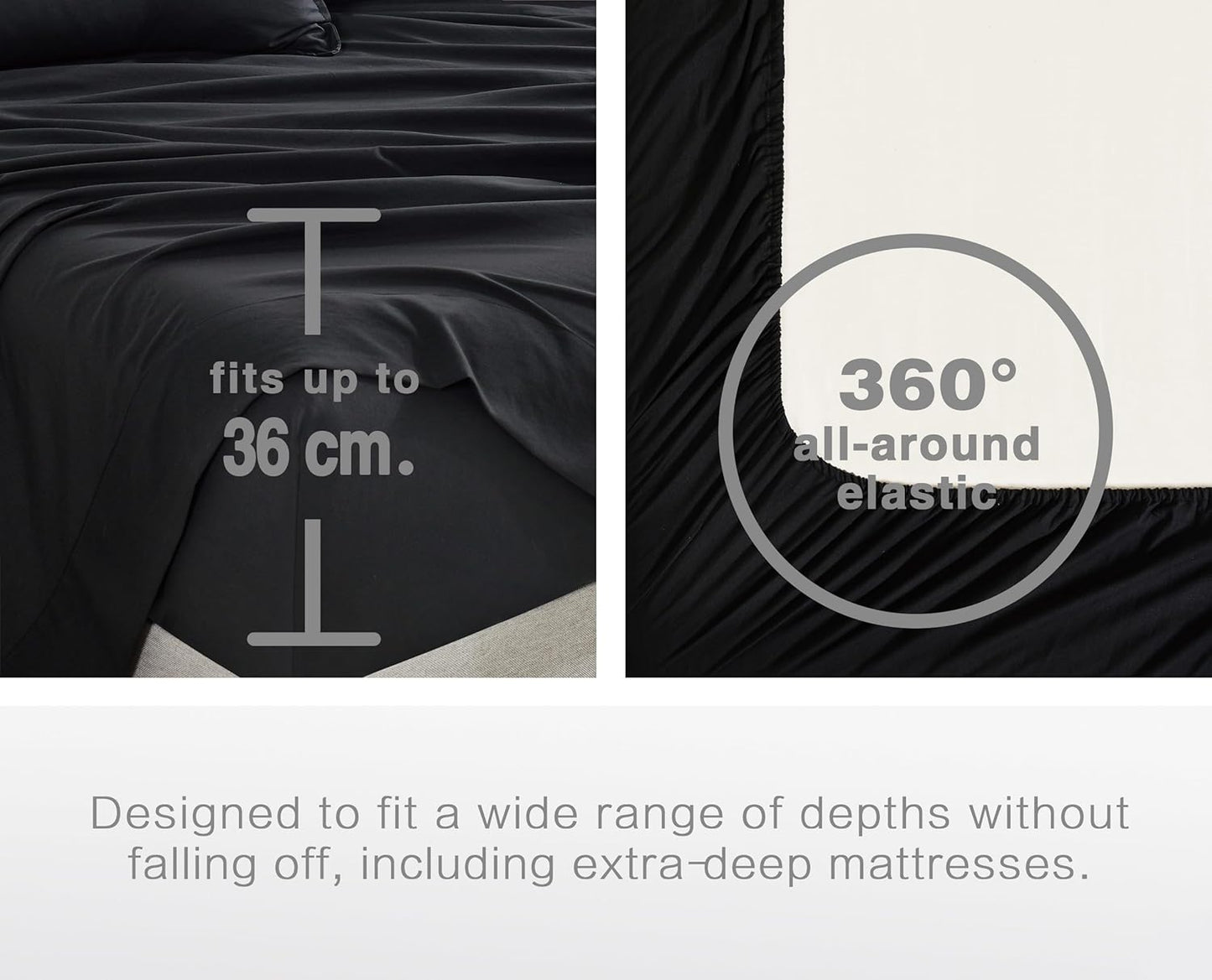 Vintage Washed Microfibre Sheet Set with 1 Pillowcase - Black