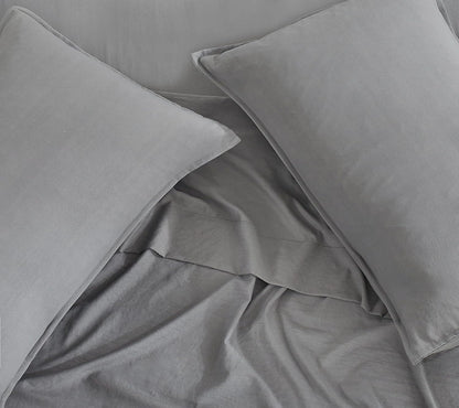 Vintage Washed Microfibre Sheet Set with 1 Pillowcase - Grey
