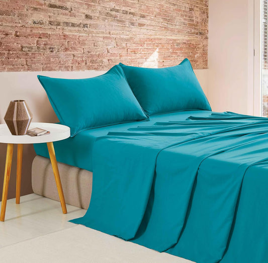 Vintage Washed Microfibre Sheet Set - Teal