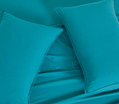 Vintage Washed Microfibre Sheet Set - Teal