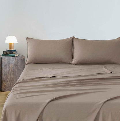 Vintage Washed Microfibre Sheet Set - Truffle