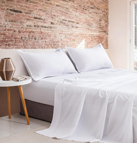 Vintage Washed Microfibre Sheet Set with 1 Pillowcase - White