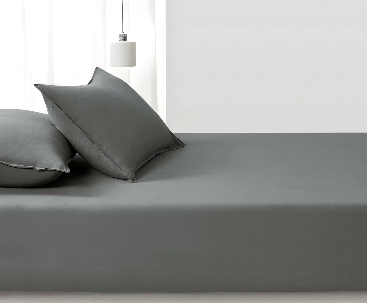 Vintage Washed Microfibre Fitted Sheet Set – Grey