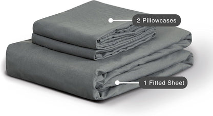Vintage Washed Microfibre Fitted Sheet Set – Grey