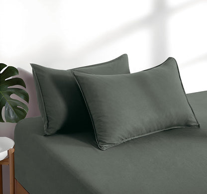 Vintage Washed Microfibre Fitted Sheet Set – Khaki Green