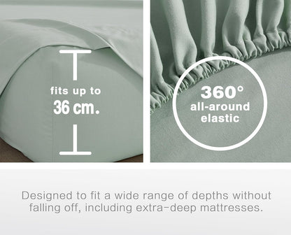 Vintage Washed Microfibre Fitted Sheet Set – Sage