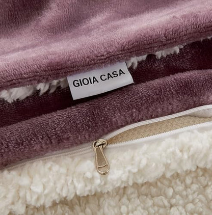 Mauve Teddy Sherpa Quilt Cover Set - 3PC
