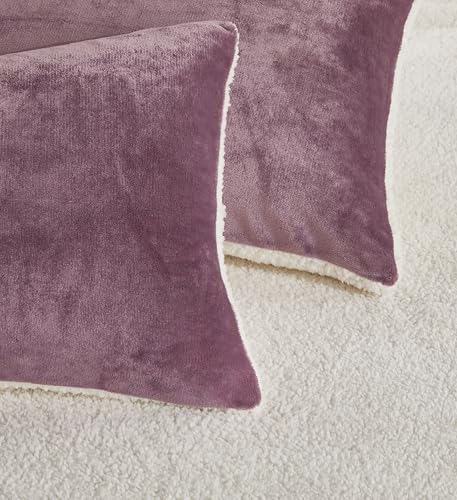 Mauve Teddy Sherpa Quilt Cover Set - 3PC