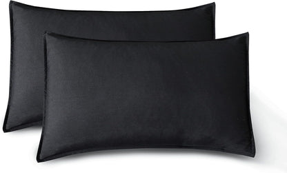 Vintage Washed Microfibre Sheet Set with 2 Pillowcases - Black