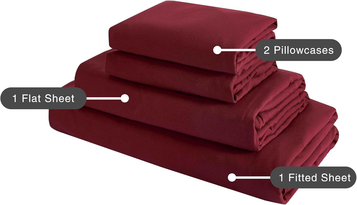 Vintage Washed Microfibre Sheet Set - Burgundy