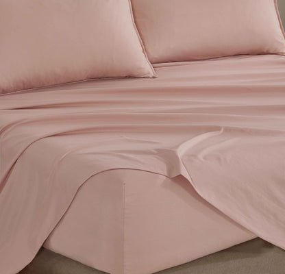 Vintage Washed Microfibre Sheet Set - Pink