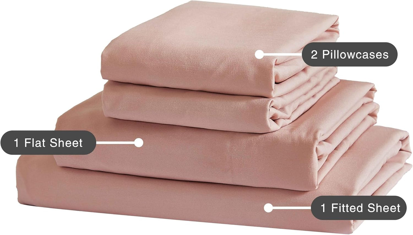 Vintage Washed Microfibre Sheet Set - Pink