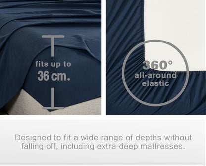 Vintage Washed Microfibre Fitted Sheet Set – Navy Blue