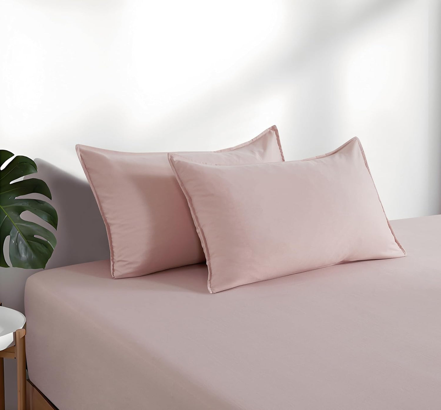 Vintage Washed Microfibre Fitted Sheet Set – Pink