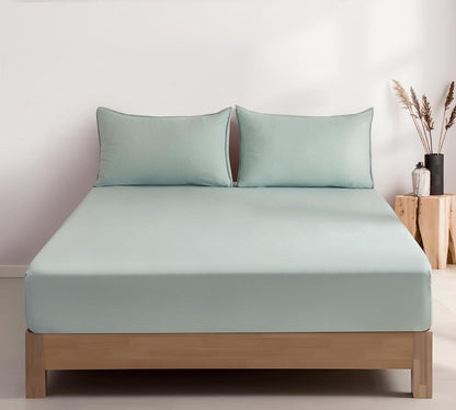 Vintage Washed Microfibre Fitted Sheet Set – Sage