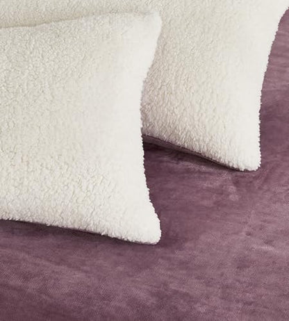 Mauve Teddy Sherpa Quilt Cover Set - 3PC
