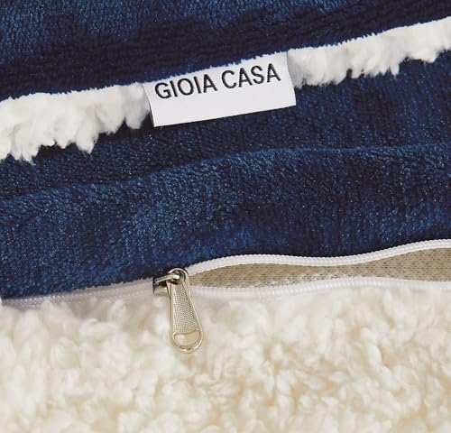 Navy Blue Teddy Sherpa Quilt Cover Set - 3PC