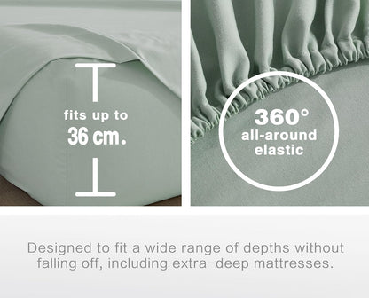 Vintage Washed Microfibre Sheet Set - Sage