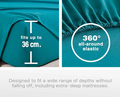 Vintage Washed Microfibre Sheet Set - Teal