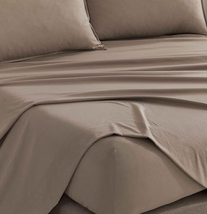 Vintage Washed Microfibre Sheet Set - Truffle