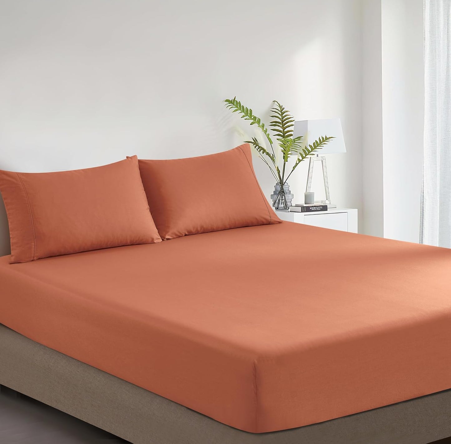 Vintage Washed Cotton Fitted Sheet Combo Set – Brick