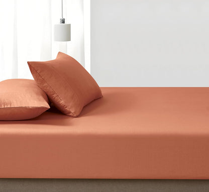 Vintage Washed Cotton Fitted Sheet Combo Set – Brick