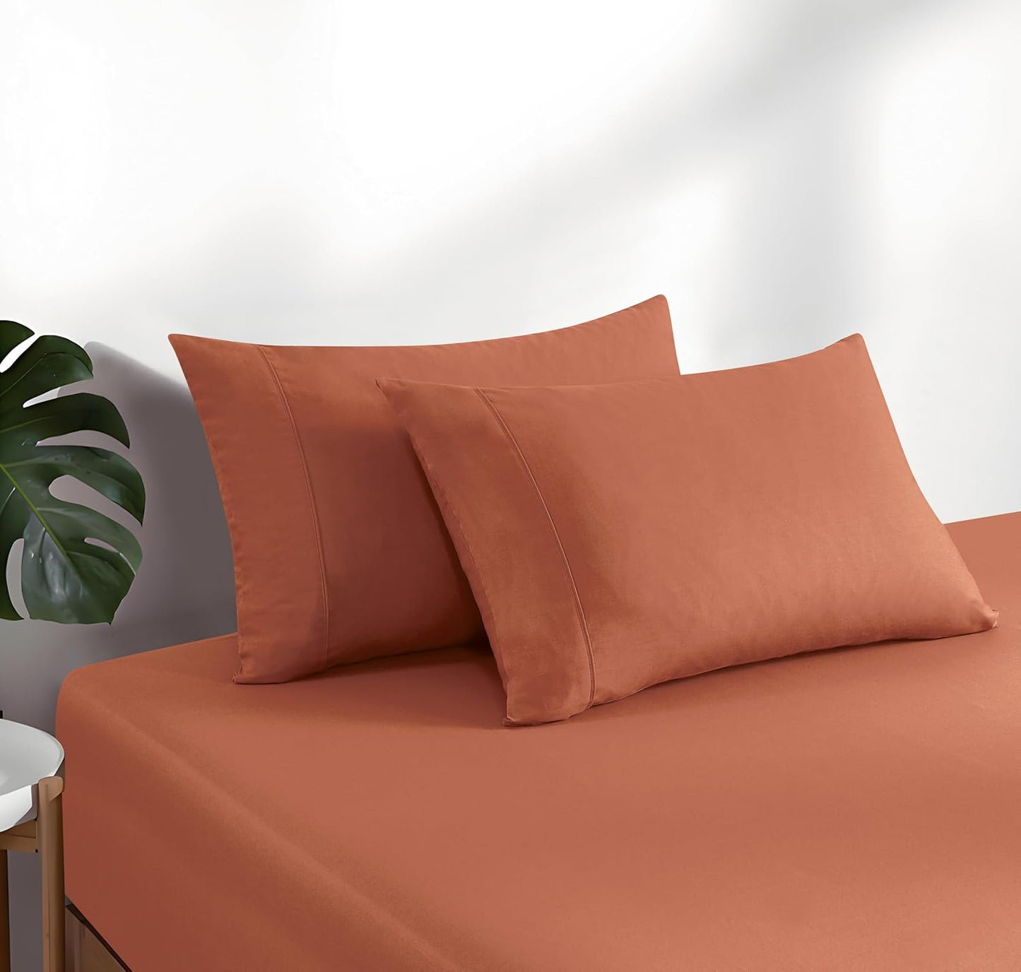 Vintage Washed Cotton Fitted Sheet Combo Set – Brick