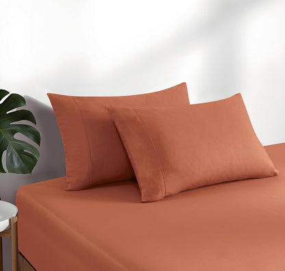 Vintage Washed Cotton Fitted Sheet Combo Set – Brick