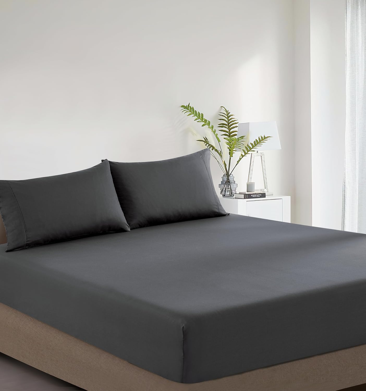 Vintage Washed Cotton Fitted Sheet Combo Set – Charcoal