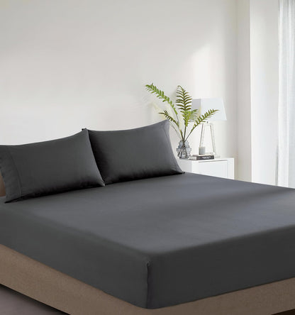 Vintage Washed Cotton Fitted Sheet Combo Set – Charcoal