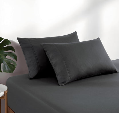 Vintage Washed Cotton Fitted Sheet Combo Set – Charcoal