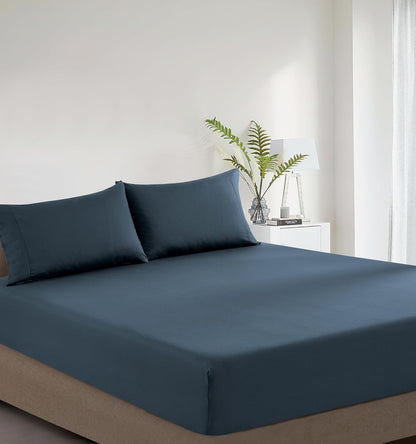 Vintage Washed Cotton Fitted Sheet Combo Set – Indigo