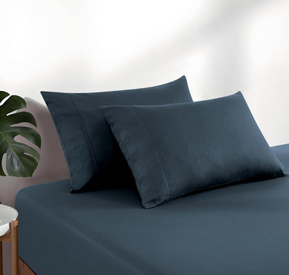 Vintage Washed Cotton Fitted Sheet Combo Set – Indigo
