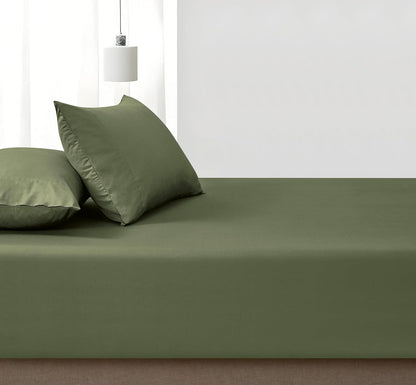 Vintage Washed Cotton Fitted Sheet Combo Set – Khaki Green