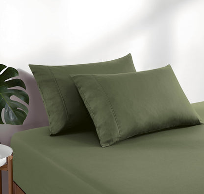 Vintage Washed Cotton Fitted Sheet Combo Set – Khaki Green