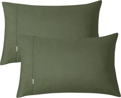 Vintage Washed Cotton Fitted Sheet Combo Set – Khaki Green