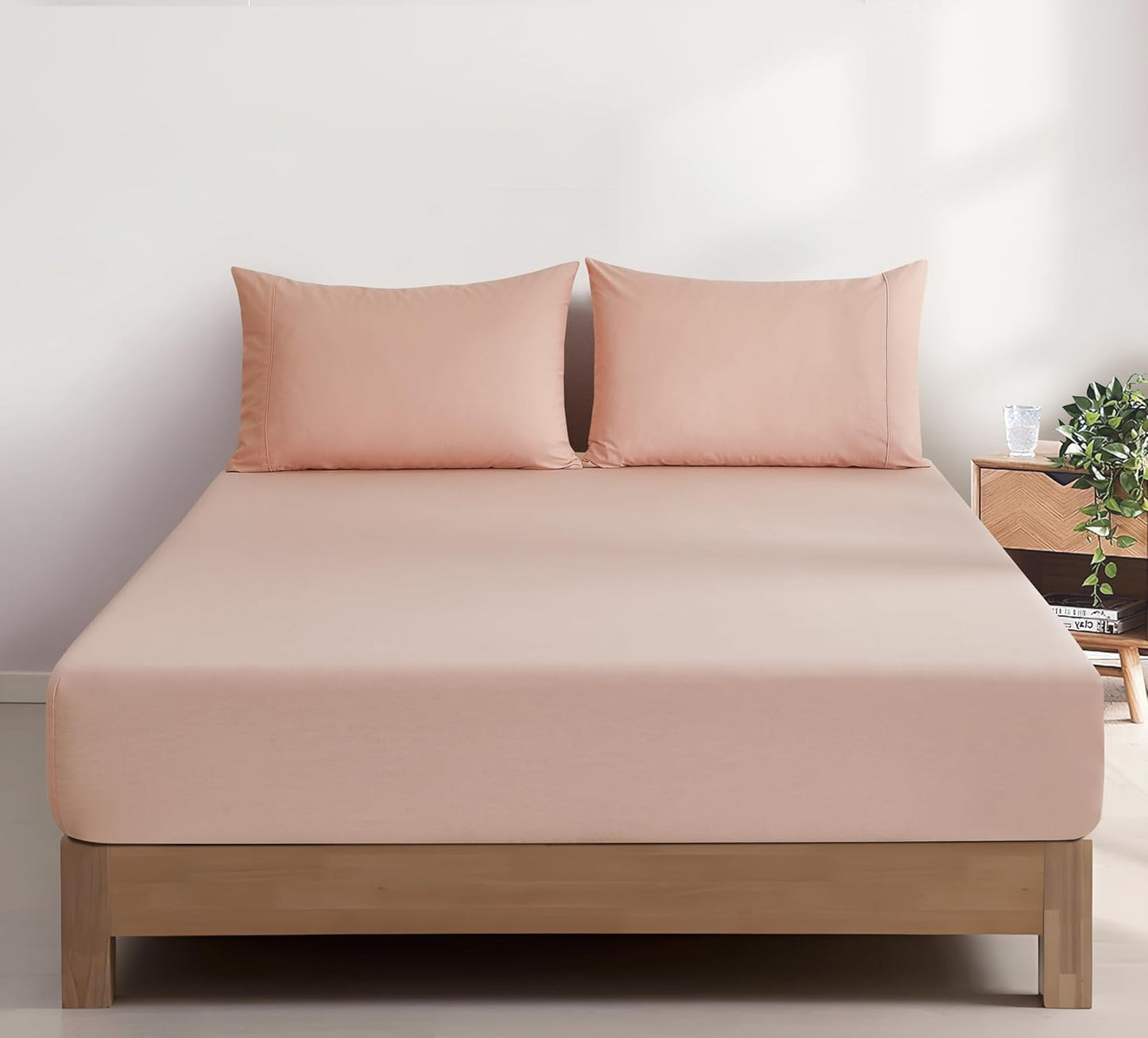 Vintage Washed Cotton Fitted Sheet Combo Set – Pink