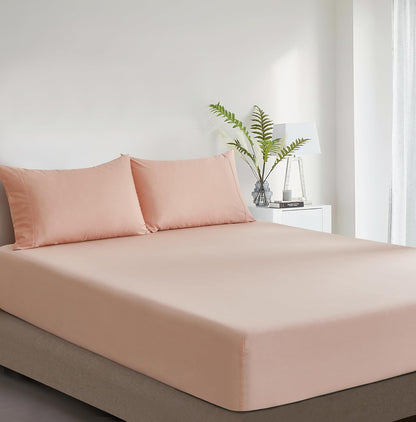 Vintage Washed Cotton Fitted Sheet Combo Set – Pink