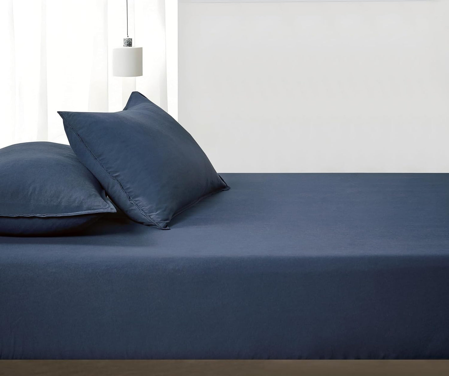 Vintage Washed Microfibre Fitted Sheet Set – Navy Blue