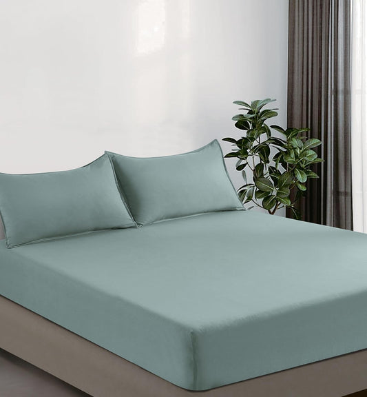 Vintage Washed Microfibre Fitted Sheet Set – Seafoam