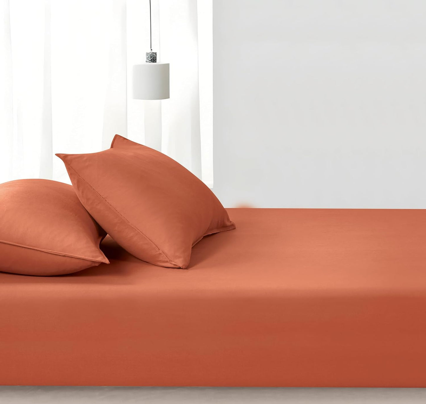 Vintage Washed Microfibre Fitted Sheet Set – Terracotta